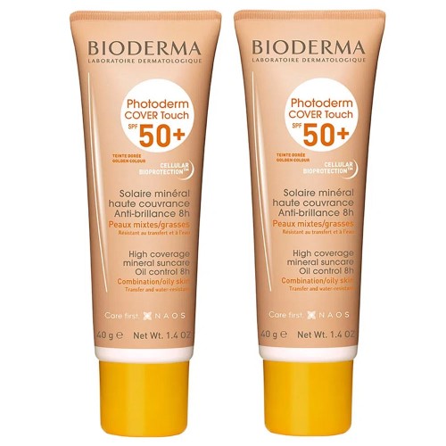 Bioderma Photoderm Cover Touch Kit com 2 Unidades – Protetor Solar Facial com Cor FPS50+ – Dourado 40ml