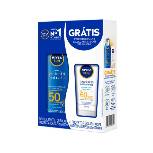 Protetor Solar Nivea Fps 50 Protect & Hidrata 200ml + Protetor Facial Antessintais Fps 60 50ml