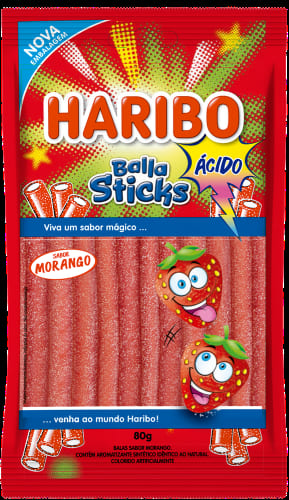 Balas Haribo Balla Sticks Morango 80g