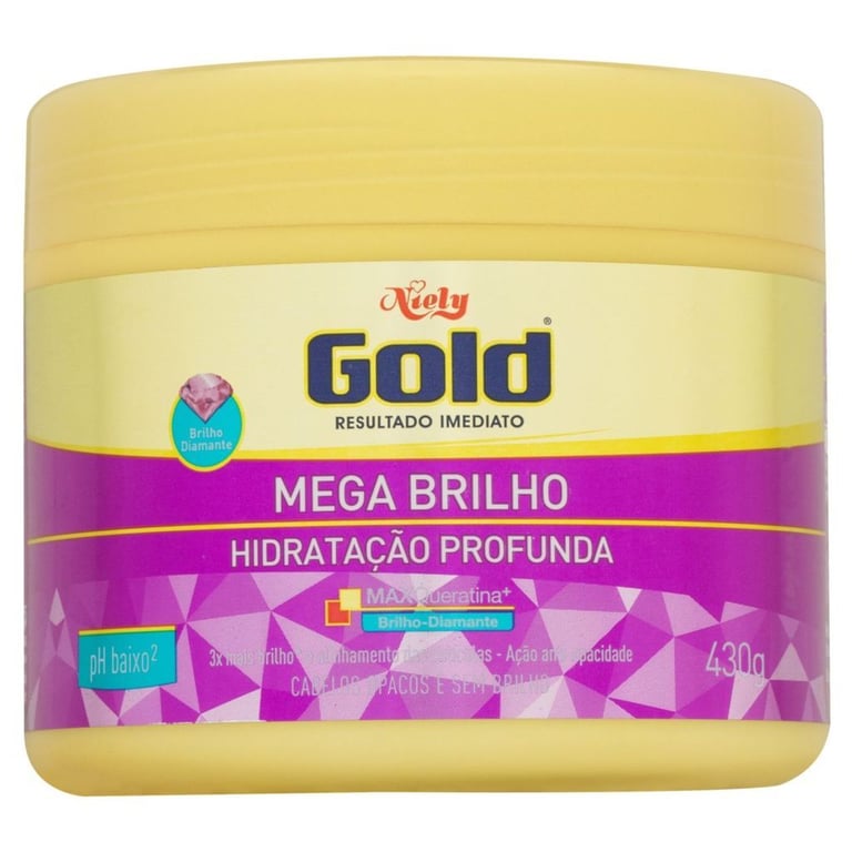 Máscara de Hidratação Profunda Niely Gold Mega Brilho 430g