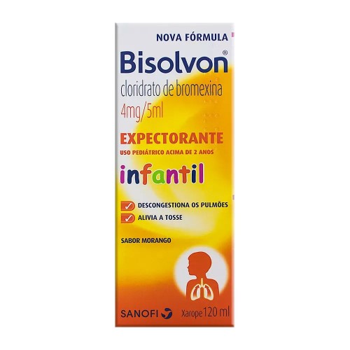 Bisolvon Sanofia Xarope Pediátrico Sabor Morango Solução 120ml