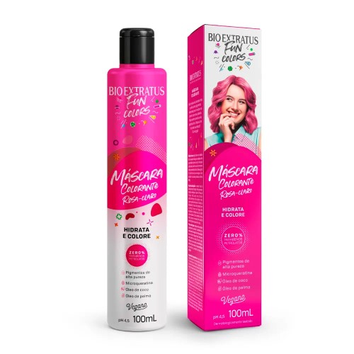 Máscara Colorante Bio Extratus Fun Colors Rosa Claro 100ml