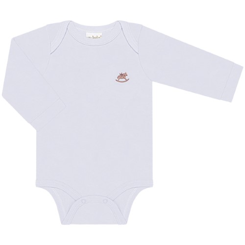 Body longo para bebê em suedine Branco - Up Baby