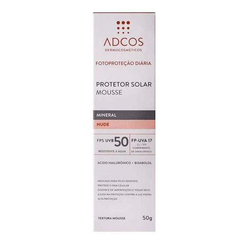 Fotoprotetor Adcos Mousse Mineral FPS50 Nude 50g