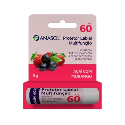 Protetor Labial Anasol FPS 60 Açaí com Morango com 5g