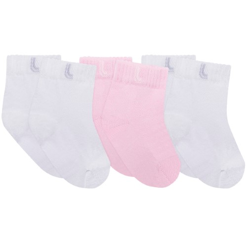 Tripack: 3 meias Soquete para bebê Branca/Rosa - Lupo