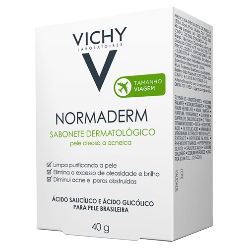 Sabonete Facial em Barra Vichy Normaderm Pele Oleosa a Acneica com 40g