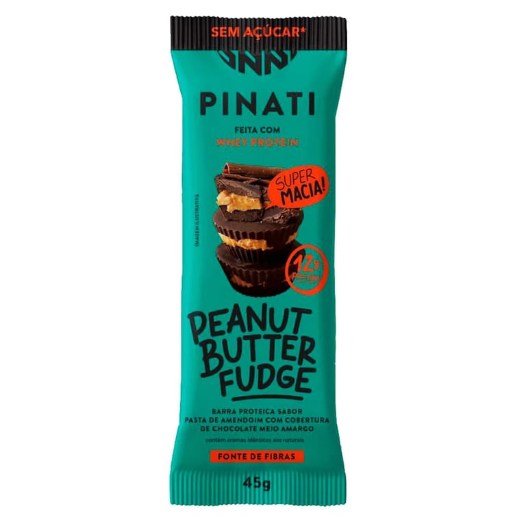 Barra de Proteína Pinati Peanut Butter Fudge com Chocolate Meio Amargo 45g