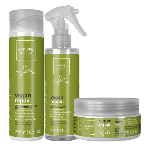 Cadiveu Essentials Vegan Repair by Anitta Kit - Shampoo + Máscara + Spray