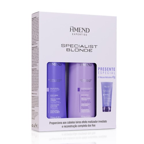 Kit Amend Expertise Shampoo Specialist Blonde 250ml + Condicionador Specialist Blonde 250ml + Máscara Matizadora Specialist Blonde 45g