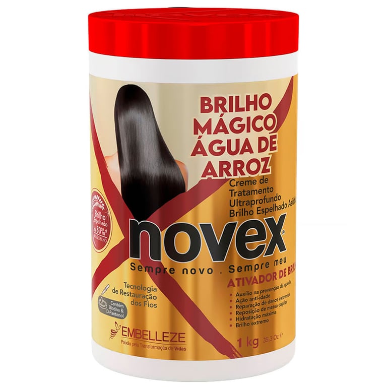 Creme de Tratamento Novex Brilho Mágico Água de Arroz 1kg