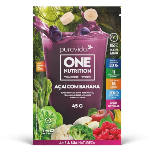 Suplemento Alimentar Puravida One Nutrition Açaí com Banana Sachê 45g