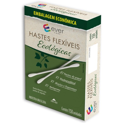 Hastes Flexíveis Ever Care Ecológicas 150 Unidades