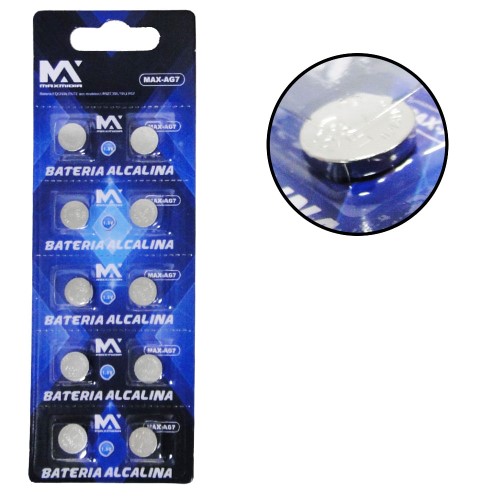 Bateria Maxmidia Max Ag7 Alcalina Botão 1,5v 2 Unidades