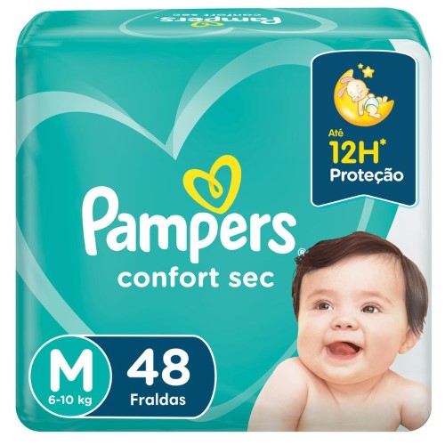 Fralda Pampers Confort Sec Tamanho M Pacote Mega 48 Fraldas Descartáveis