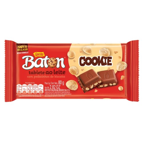 Chocolate Garoto Baton Cookie Ao Leite 80g