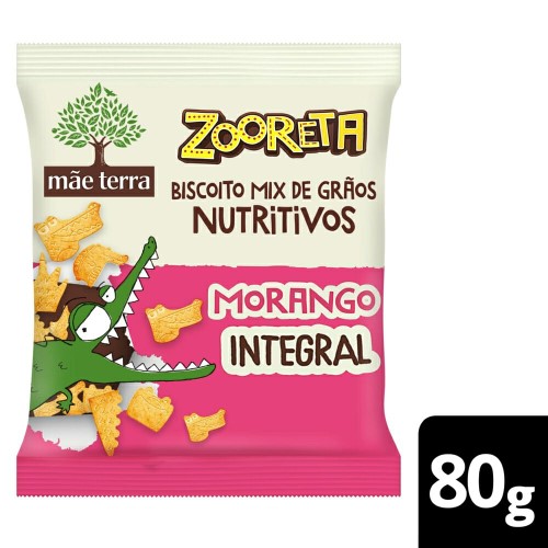 Biscoito Vegano Integral Mãe Terra Zooreta Morango 80g