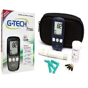 Medidor de Glicose G-Tech Free No Code com 10 tiras + 10 lancetas + 1 lancetador