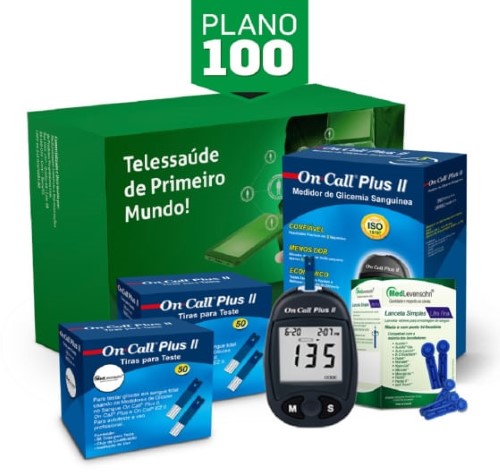 Kit Glicemico On Call Plus Ii Com 100 Tiras Para Teste