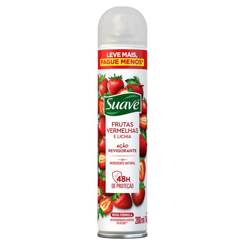 Desodorante Suave Frutas Vermelhas e Lichia Aerossol Antitranspirante 48h 200ml