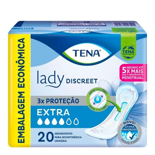 Absorvente Tena Lady Discreet Extra Incontinência Urinária - 20 Unidades