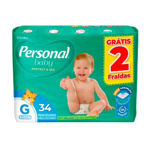 Fralda Personal Baby Protect&Sec G - 34 Unidades