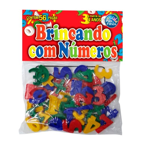 Brinquedo Brincando com Números Pais & Filhos com 56 Peças