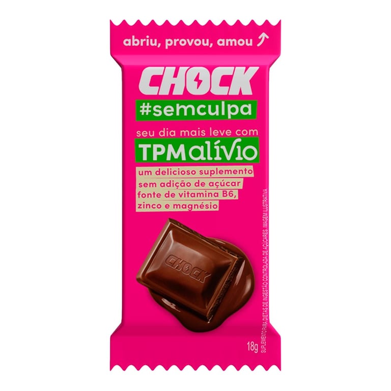 Chocolate ao Leite Chock #semculpaTPM Alivio Sem Açúcar com 18g