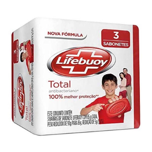 Kit Sabonete Lifebuoy Antibacteriano Total 85g 3 Unidades