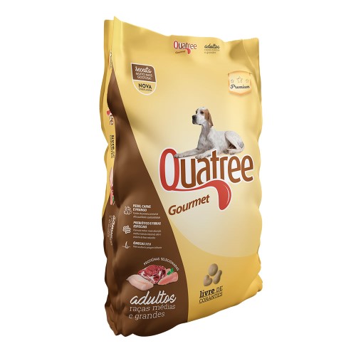 Ração para Cães Quatree Gourmet Adultos Raças Médias e Grandes Livre de Corantes 15Kg