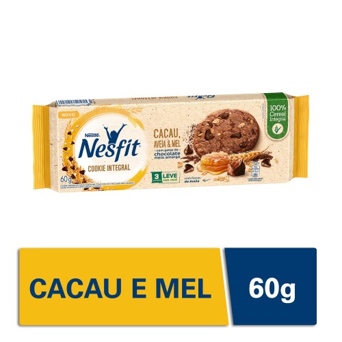 Cookie Integral Nesfit Cacau, Aveia E Mel 60g