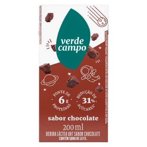 Bebida Láctea UHT Sabor Chocolate Verde Campo 200ml