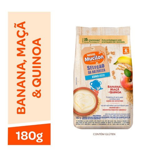 Cereal Mucilon Banana, Maçã e Quinoa Infantil com 180g