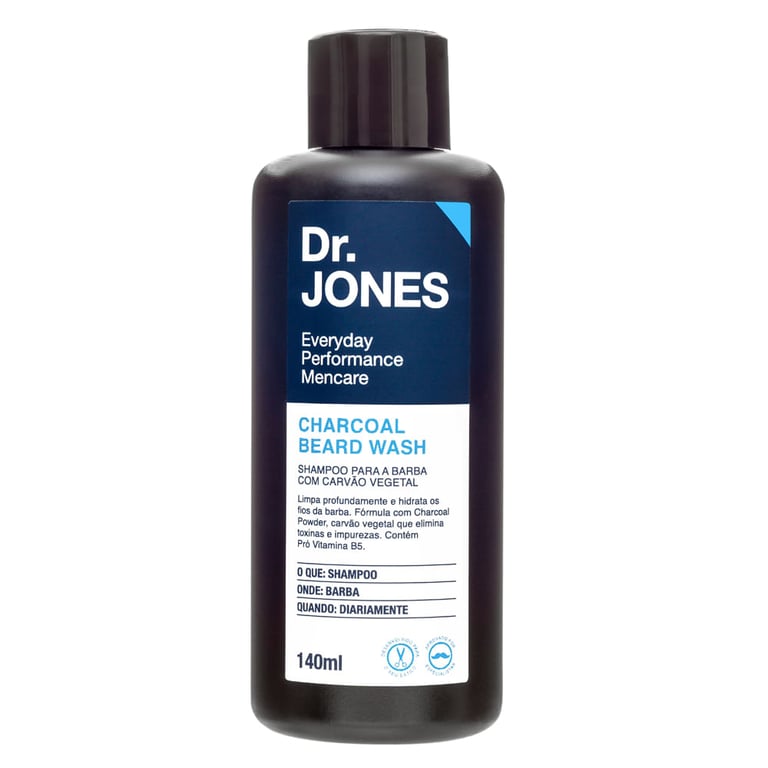 Shampoo Para Barba Dr. Jones Charcoal Beard Wash Carvão Vegetal 140ml