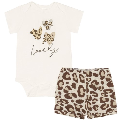 Body curto c/ Short para bebê em suedine Oncinha - Up Baby