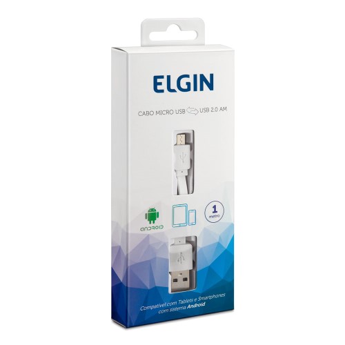 Cabo Micro USB Elgin Branco 1 Unidade