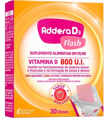 Addera D3 Flash 800UI Morango com 30 sachês