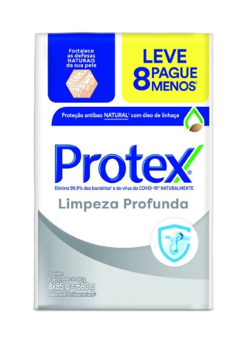 Sabonete em Barra Protex Limpeza Profunda 8 unidades com 85g cada