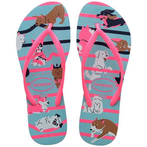 Sandálias Havaianas Slim Pets Azul Water 33/34