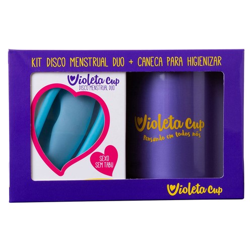 Violeta Cup Disco Menstrual Kit – Disco Menstrual Azul Celeste + Caneca