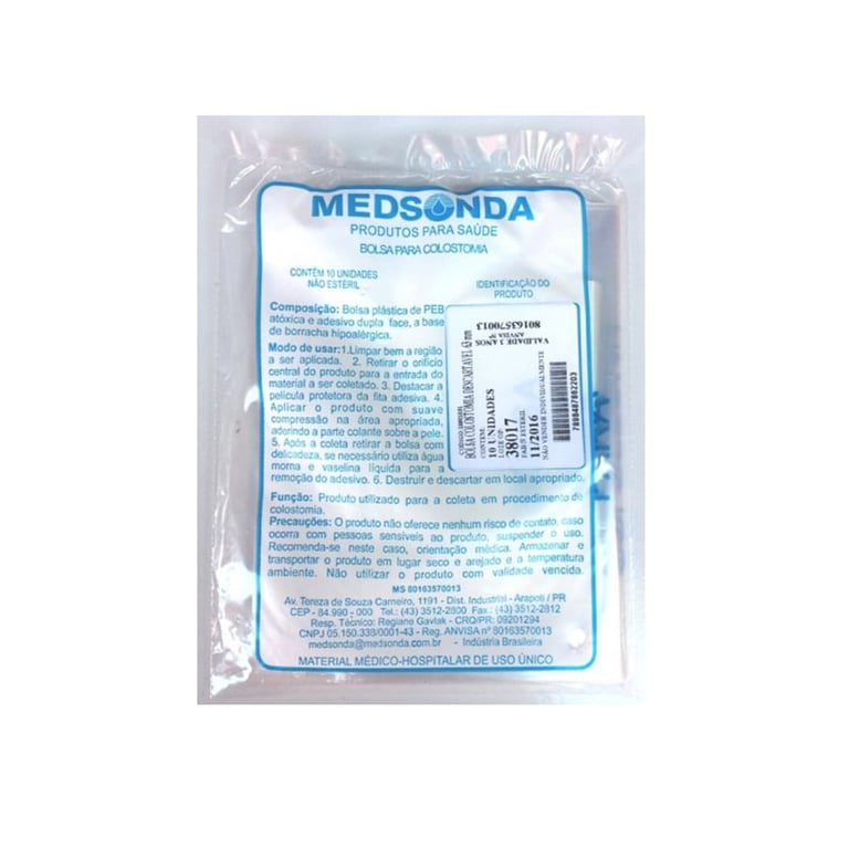 Bolsa para Colostomia Descartável Medsonda 50mm 10 Unidades