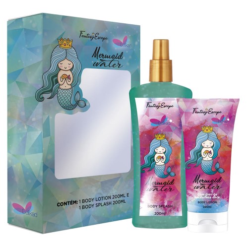 Delikad Fantasy Escape Mermaid Water Kit - Body Splah + Loção Corporal