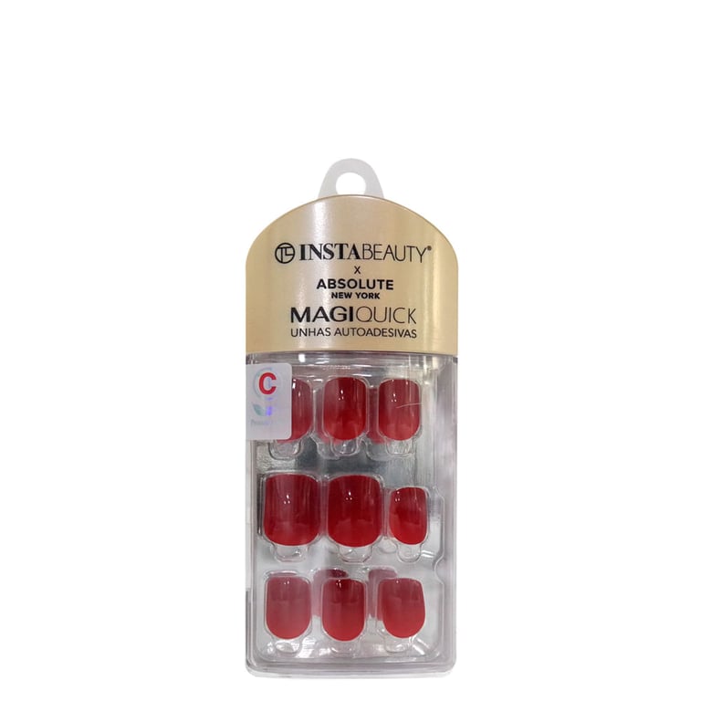 x InstaBeauty MagiQuick Curta Wine Red - Unhas Postiças (24 Unidades)