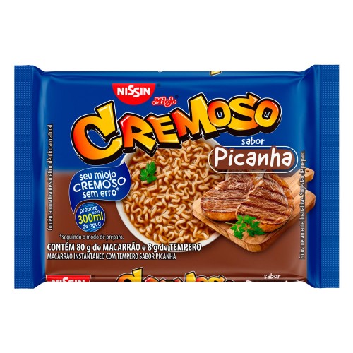 Macarrão Instantâneo Nissin Miojo Cremoso Sabor Picanha 80g