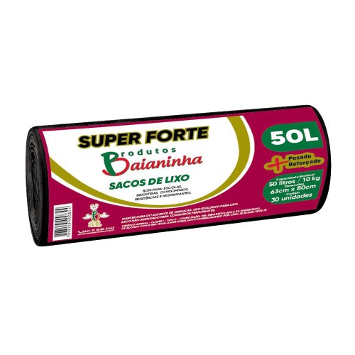 Saco de Lixo Baianinha Super Forte 50 Litros 30 Unidades