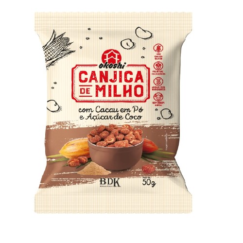 Pipoca Okoshi Canjica Cacau e açúcar de coco 50g