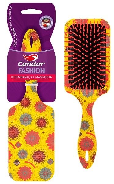 Escova de Cabelo Condor #Fashion Raquete Cores Sortidas Ref 6893 com 1 Unidade