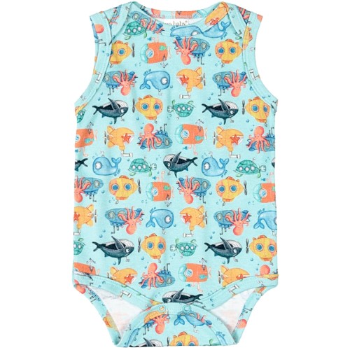 Body regata para bebê em suedine Fundo do Mar - Up Baby