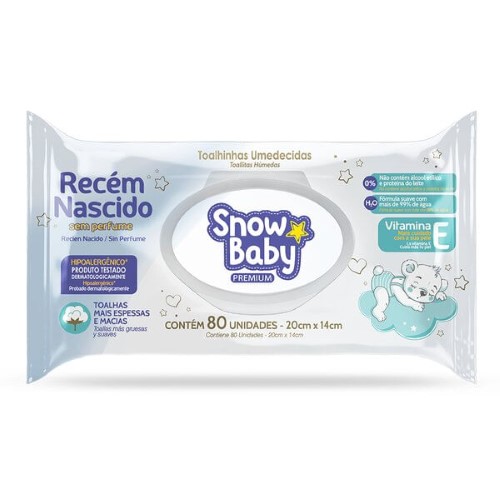 Lenços Umedecidos Snow Baby Premium C/ 80 Unidades