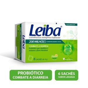 Leiba 200MI Probiótico Sabor Laranja com 6 sachês de 1g cada